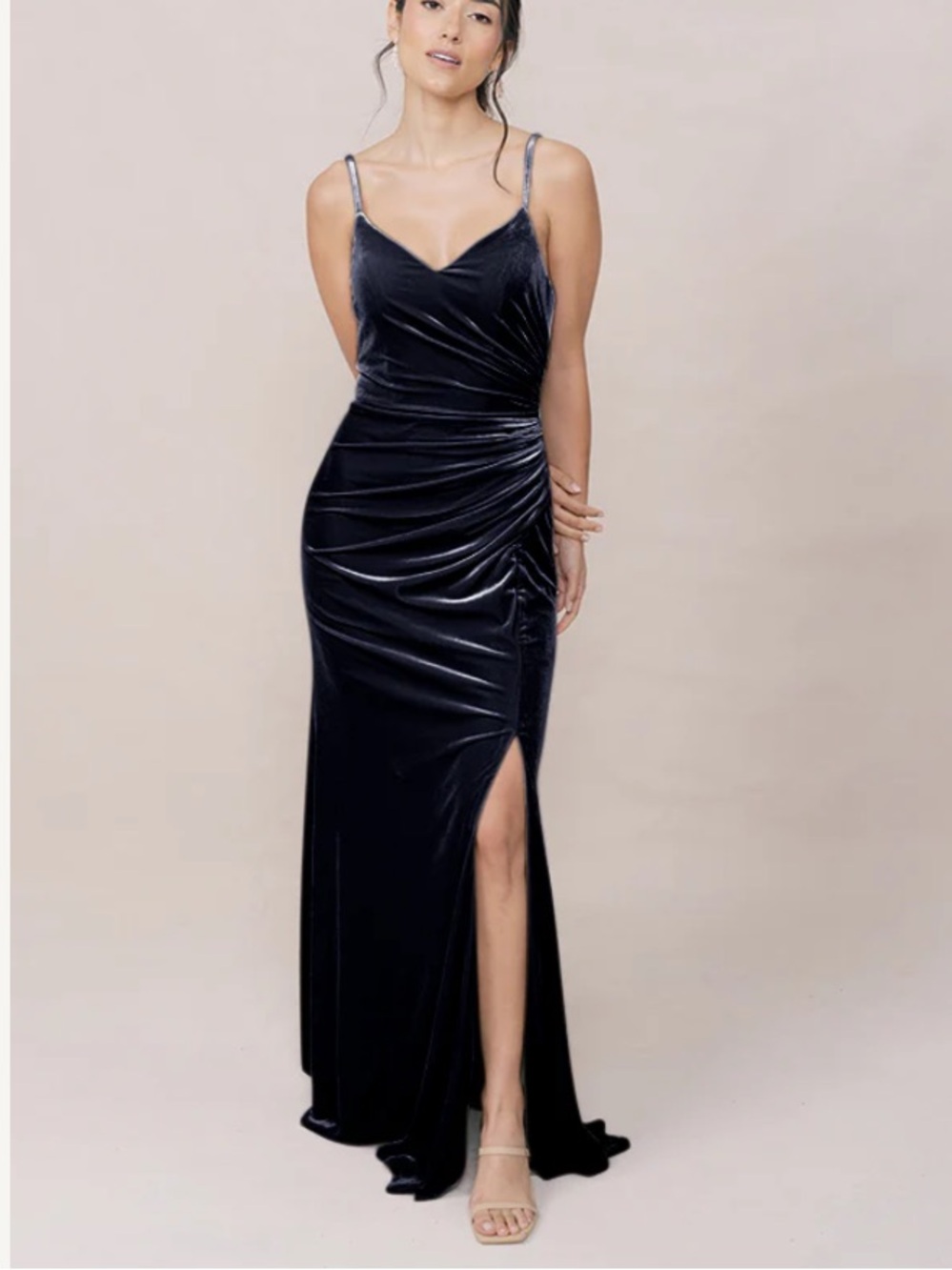 Revelry Rory Velvet Dress in Navy Blue - Size 2
